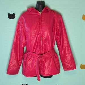 𝅺Vintage 70s Fortrell Ski Jacket Pink Belted Hooded Small